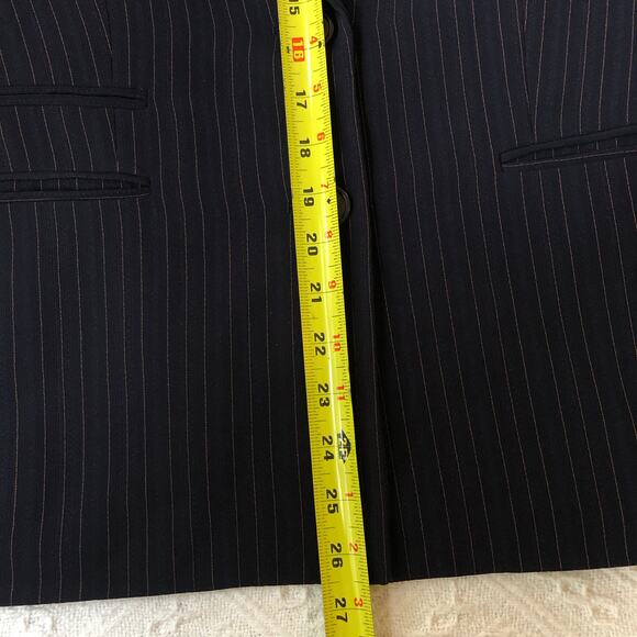 Kasper Pinstripe Blazer Women’s 12 Large Blue 2 Button Corpcore Preppy Office - Picture 11 of 15